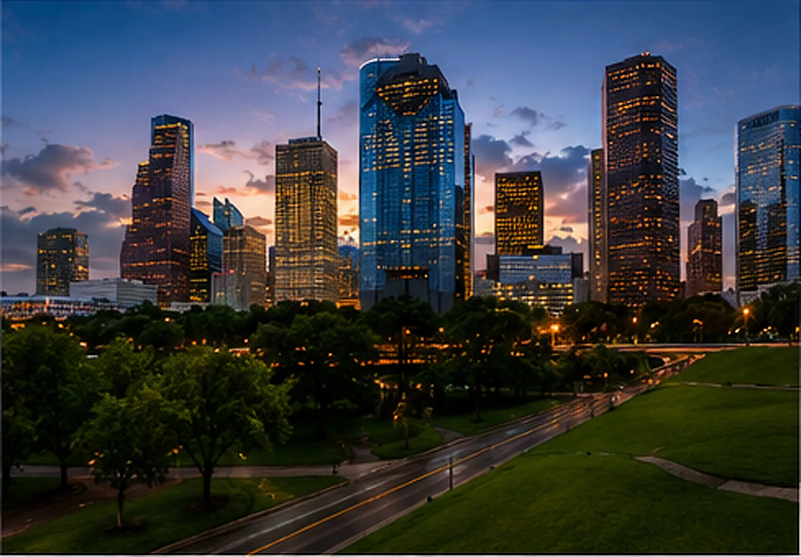 Houston skyline at dusk